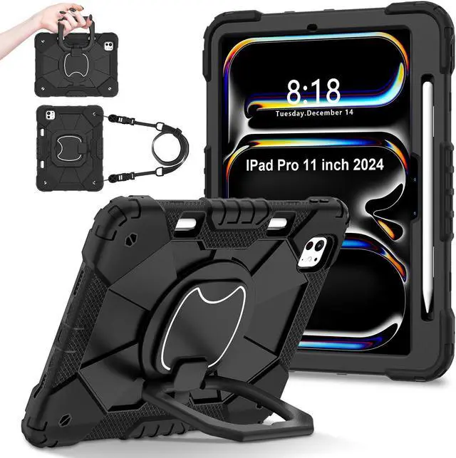 Alt view image 2 of 7 - TYJKeJi Case Fashion Protective Case Stander Case for iPad Pro 11 Inch 2024 (Black)