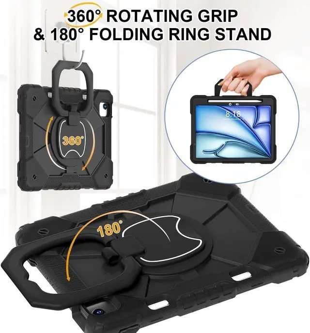 Alt view image 5 of 7 - TYJKeJi Case Fashion Protective Case with Stander Case for iPad Air 11 Inch 2024 (Black)