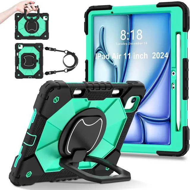 Alt view image 2 of 7 - TYJKeJi Case Fashion Protective Case with Stander Case for iPad Air 11 Inch 2024 (Green)