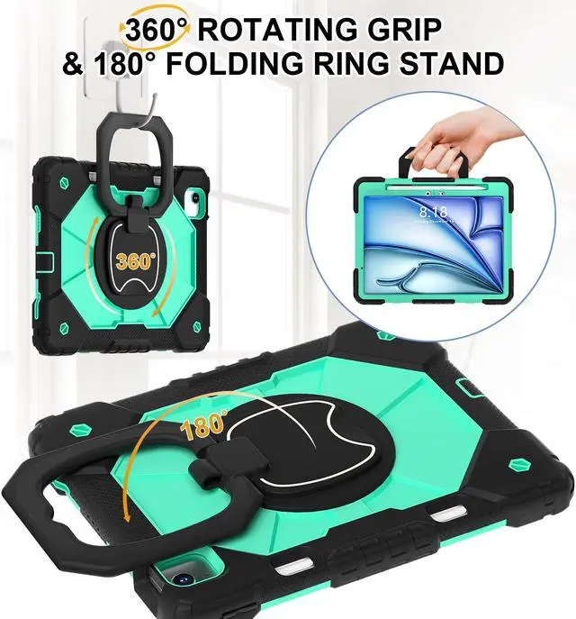 Alt view image 5 of 7 - TYJKeJi Case Fashion Protective Case with Stander Case for iPad Air 11 Inch 2024 (Green)