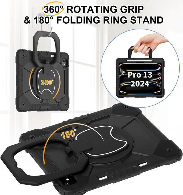 Alt view image 4 of 7 - TYJKeJi Case Fashion Protective Case with Stander Case for iPad Pro 13 Inch 2024 (Black)