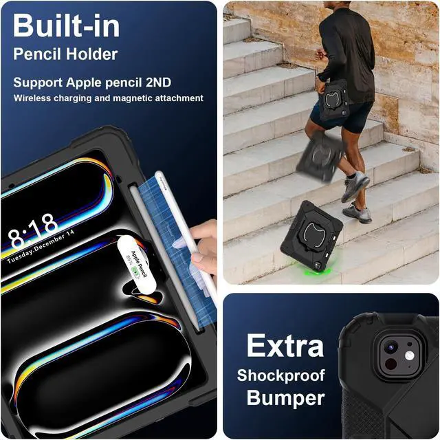 Alt view image 7 of 7 - TYJKeJi Case Fashion Protective Case with Stander Case for iPad Pro 13 Inch 2024 (Black)