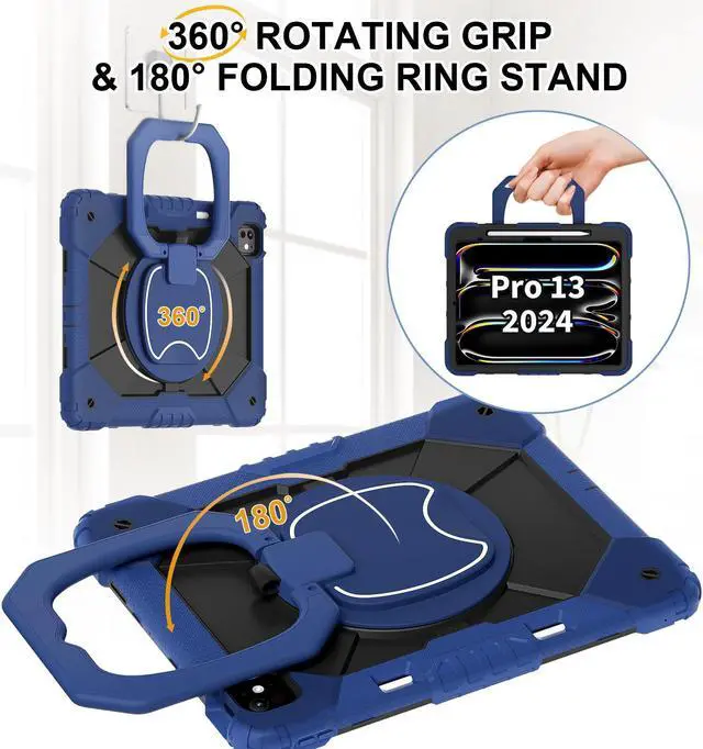 Alt view image 4 of 7 - TYJKeJi Case Fashion Protective Case with Stander Case for iPad Pro 13 Inch 2024 (Dark Blue)