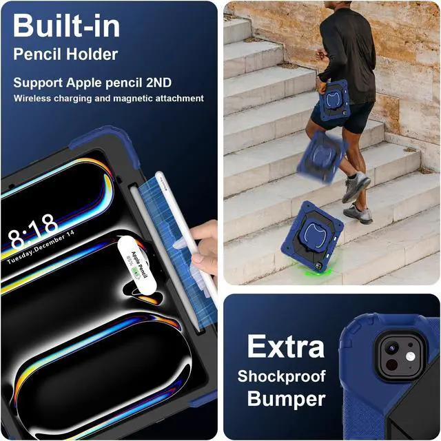 Alt view image 6 of 7 - TYJKeJi Case Fashion Protective Case with Stander Case for iPad Pro 13 Inch 2024 (Dark Blue)