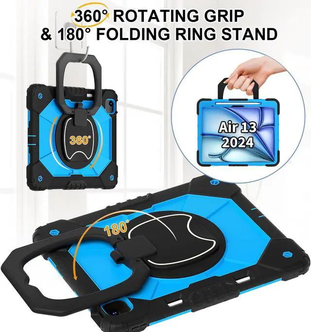 Alt view image 4 of 7 - TYJKeJi Case Fashion Protective Case with Stander Case for iPad Air 13 Inch 2024 (Blue)