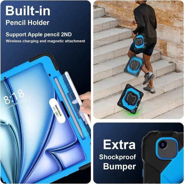 Alt view image 5 of 7 - TYJKeJi Case Fashion Protective Case with Stander Case for iPad Air 13 Inch 2024 (Blue)