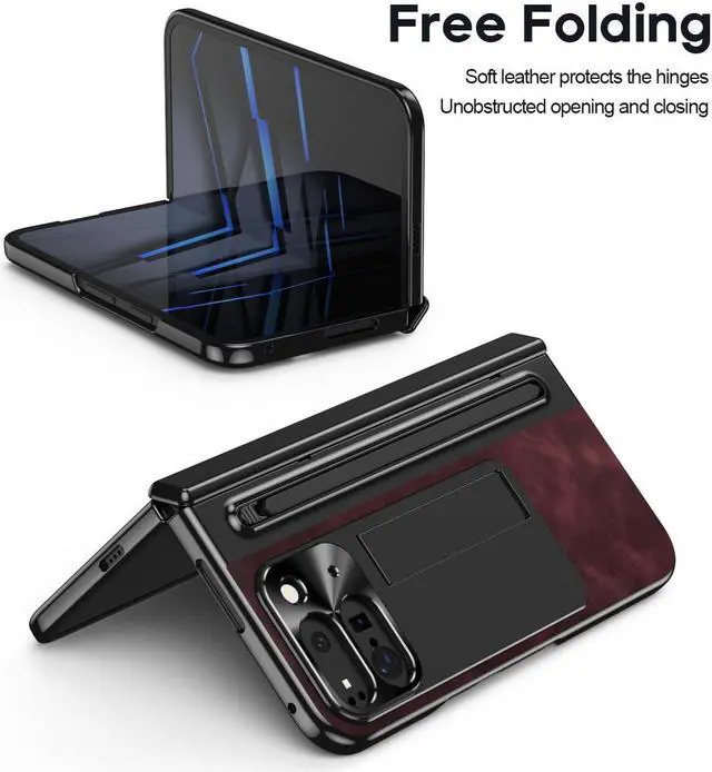 Alt view image 6 of 7 - TYJKeJi Case with Stander Fashion Cover Case For Google Pixel 9 Pro Fold (Red)