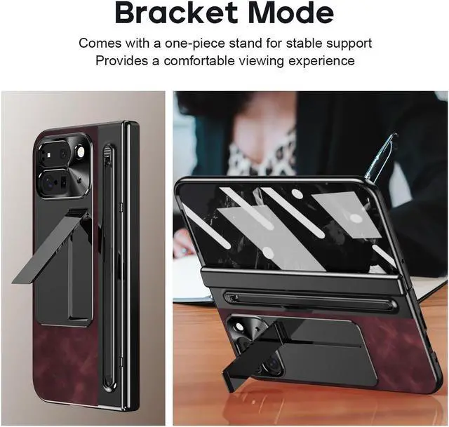 Alt view image 4 of 7 - TYJKeJi Case with Stander Fashion Cover Case For Google Pixel 9 Pro Fold (Red)