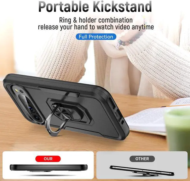 Alt view image 3 of 7 - TYJKeJi Case with Stander Fashion Cover KickStand Case For Google Pixel 9 (6.3inch) / For Google Pixel 9 Pro (6.3inch) (Black)