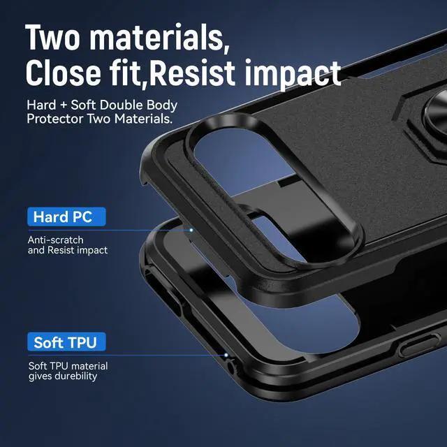 Alt view image 6 of 7 - TYJKeJi Case with Stander Fashion Cover KickStand Case For Google Pixel 9 (6.3inch) / For Google Pixel 9 Pro (6.3inch) (Black)