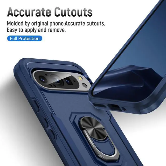 Alt view image 7 of 7 - TYJKeJi Case with Stander Fashion Cover KickStand Case For Google Pixel 9 (6.3inch) / For Google Pixel 9 Pro (6.3inch) (Blue)