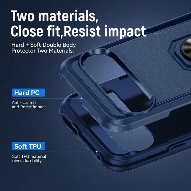 Alt view image 6 of 7 - TYJKeJi Case with Stander Fashion Cover KickStand Case For Google Pixel 9 (6.3inch) / For Google Pixel 9 Pro (6.3inch) (Blue)
