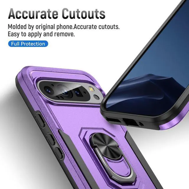 Alt view image 6 of 7 - TYJKeJi Case with Stander Fashion Cover KickStand Case For Google Pixel 9 (6.3inch) / For Google Pixel 9 Pro (6.3inch) (Purple)