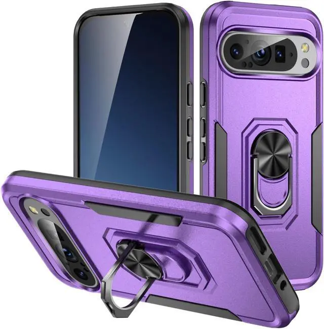 Alt view image 5 of 7 - TYJKeJi Case with Stander Fashion Cover KickStand Case For Google Pixel 9 (6.3inch) / For Google Pixel 9 Pro (6.3inch) (Purple)