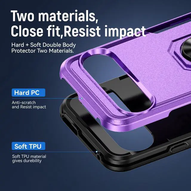 Alt view image 7 of 7 - TYJKeJi Case with Stander Fashion Cover KickStand Case For Google Pixel 9 (6.3inch) / For Google Pixel 9 Pro (6.3inch) (Purple)