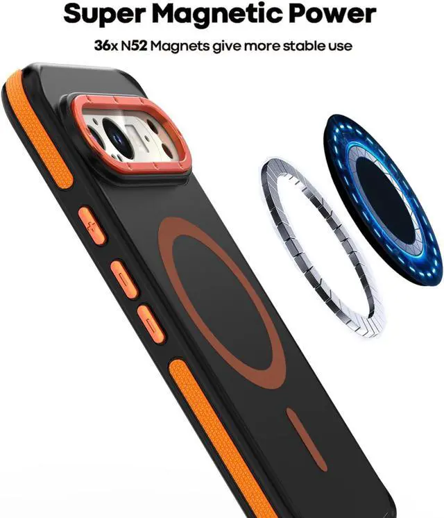 Alt view image 4 of 7 - TYJKeJi Case Compatible with Magsafe Cover Case For Google Pixel 9 Pro (6.3inch) / For Google Pixel 9 (6.3inch) (Orange)