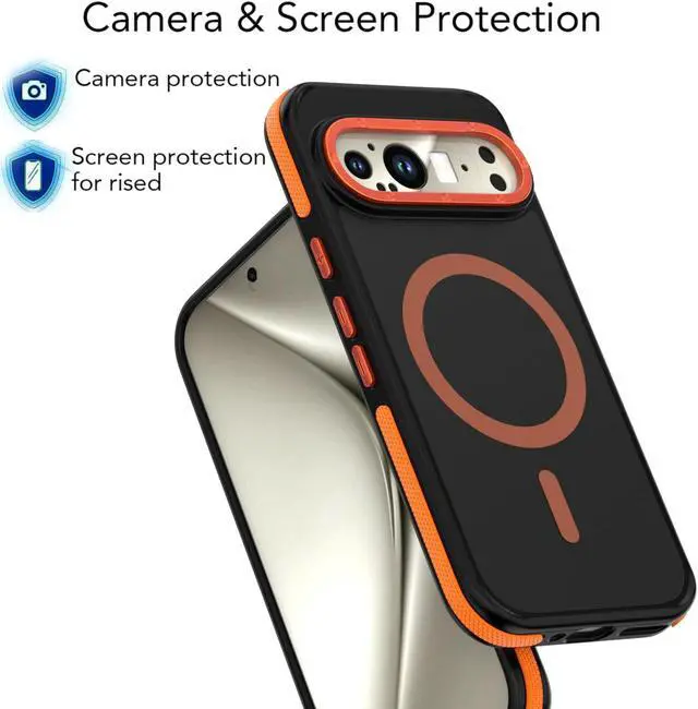 Alt view image 5 of 7 - TYJKeJi Case Compatible with Magsafe Cover Case For Google Pixel 9 Pro (6.3inch) / For Google Pixel 9 (6.3inch) (Orange)