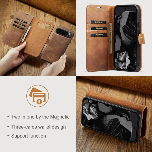 Alt view image 5 of 7 - TYJKeJi Case with Card Holder Fashion Cover Flip Case For Google Pixel 9 Pro XL (6.8inch) (Brown)