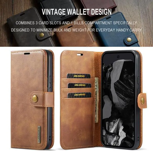 Alt view image 3 of 7 - TYJKeJi Case with Card Holder Fashion Cover Flip Case For Google Pixel 9 Pro XL (6.8inch) (Brown)