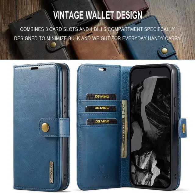 Alt view image 3 of 7 - TYJKeJi Case with Card Holder Fashion Cover Flip Case For Google Pixel 9 Pro XL (6.8inch) (Blue)