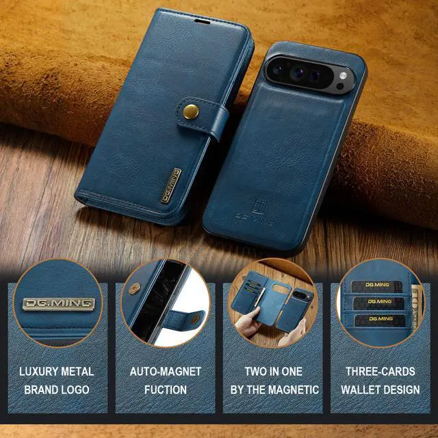 Alt view image 4 of 7 - TYJKeJi Case with Card Holder Fashion Cover Flip Case For Google Pixel 9 Pro XL (6.8inch) (Blue)