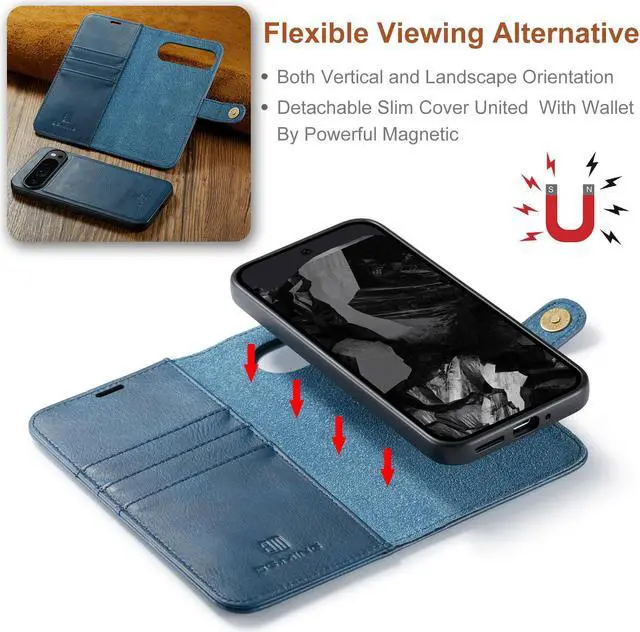 Alt view image 6 of 7 - TYJKeJi Case with Card Holder Fashion Cover Flip Case For Google Pixel 9 Pro XL (6.8inch) (Blue)