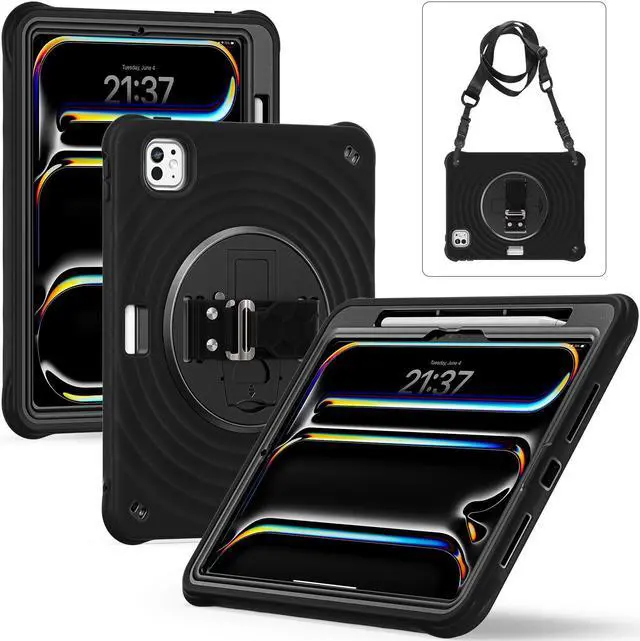 Alt view image 2 of 7 - TYJKeJi Case Fashion Protective Case With Stander Case for iPad Pro 11 Inch 2024 (Black)