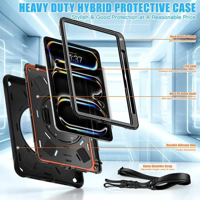 Alt view image 7 of 7 - TYJKeJi Case Fashion Protective Case With Stander Case for iPad Pro 11 Inch 2024 (Black)