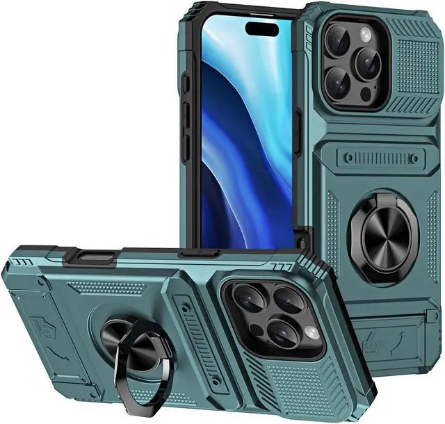 Main image of TYJKeJi Case with Stander Cover Case For iPhone 16 Pro Max (6.9inch) (Green)