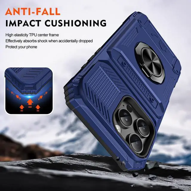 Alt view image 4 of 7 - TYJKeJi Case with Stander Cover Case For iPhone 16 Pro (6.3inch) (Blue)