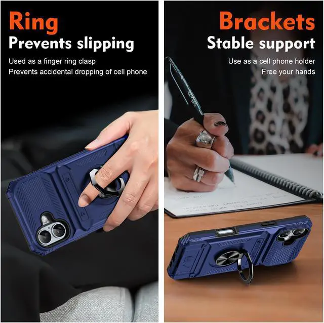 Alt view image 3 of 7 - TYJKeJi Case with Stander Cover Case For iPhone 16 Plus (6.7inch) (Blue)