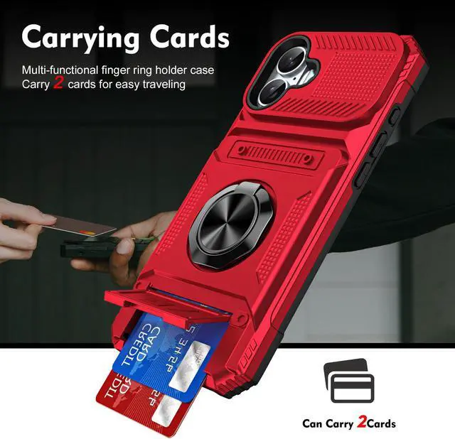 Alt view image 2 of 7 - TYJKeJi Case with Stander Cover Case For iPhone 16 Plus (6.7inch) (Red)