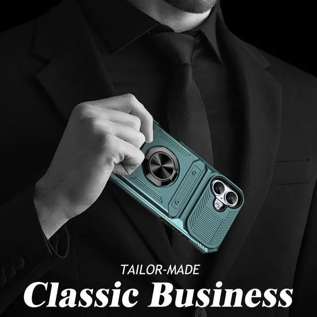 Alt view image 6 of 7 - TYJKeJi Case with Stander Cover Case For iPhone 16 (6.1inch) (Green)