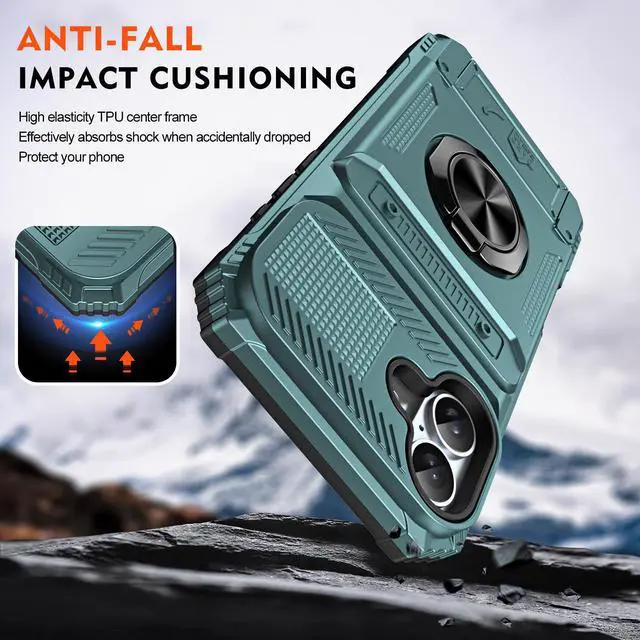 Alt view image 4 of 7 - TYJKeJi Case with Stander Cover Case For iPhone 16 (6.1inch) (Green)