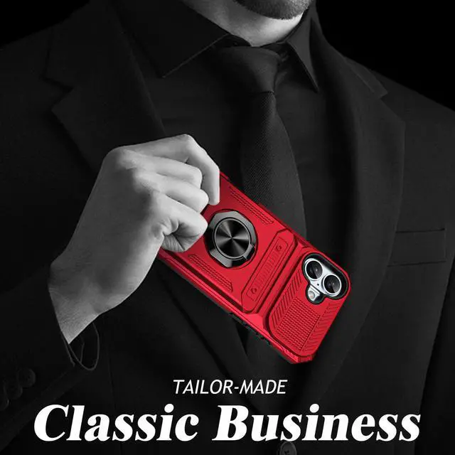 Alt view image 6 of 7 - TYJKeJi Case with Stander Cover Case For iPhone 16 (6.1inch) (Red)