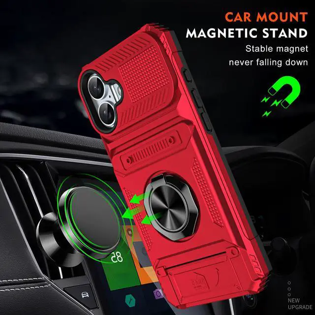 Alt view image 5 of 7 - TYJKeJi Case with Stander Cover Case For iPhone 16 (6.1inch) (Red)