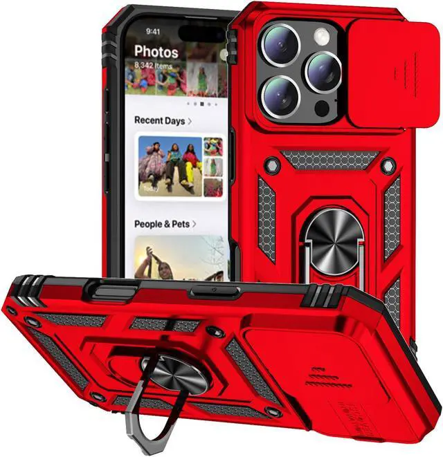 Main image of TYJKeJi Case with Stander Fashion Cover KickStand Case For iPhone 16 Pro Max (6.9inch) (Red)