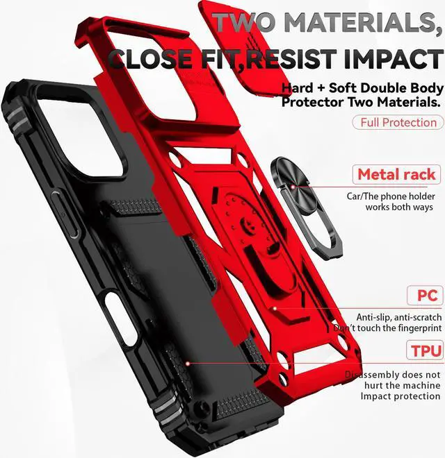 Alt view image 7 of 7 - TYJKeJi Case with Stander Fashion Cover KickStand Case For iPhone 16 Pro Max (6.9inch) (Red)