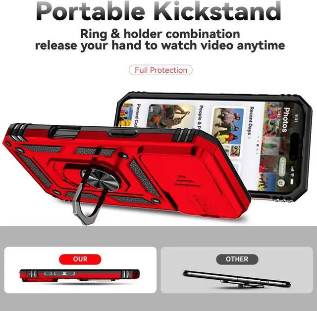 Alt view image 2 of 7 - TYJKeJi Case with Stander Fashion Cover KickStand Case For iPhone 16 Pro Max (6.9inch) (Red)