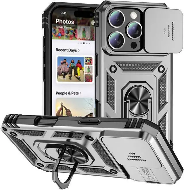 Main image of TYJKeJi Case with Stander Fashion Cover KickStand Case For iPhone 16 Pro Max (6.9inch) (Silver)