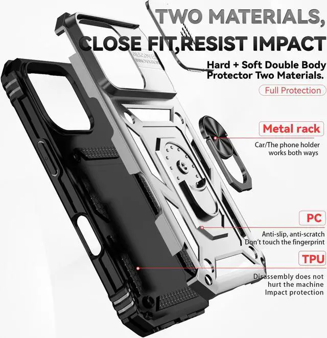 Alt view image 6 of 7 - TYJKeJi Case with Stander Fashion Cover KickStand Case For iPhone 16 Pro Max (6.9inch) (Silver)