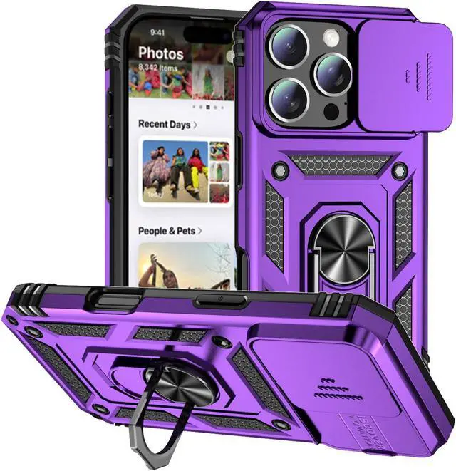 Main image of TYJKeJi Case with Stander Fashion Cover KickStand Case For iPhone 16 Pro (6.3inch) (Purple)