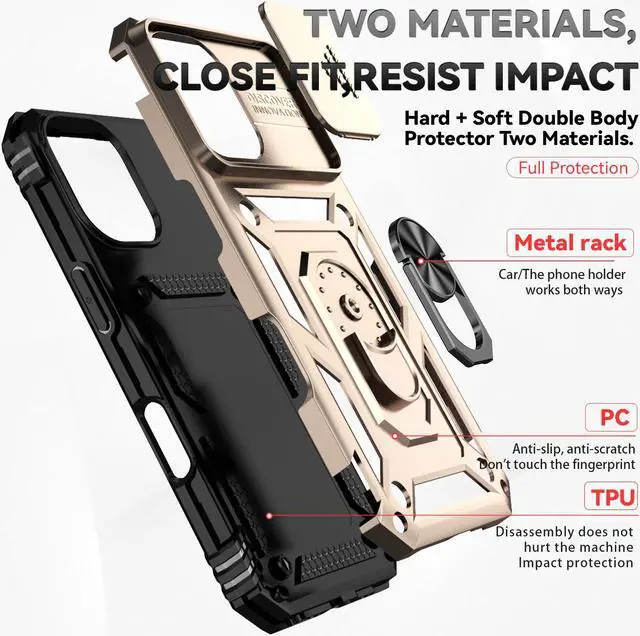 Alt view image 7 of 7 - TYJKeJi Case with Stander Fashion Cover KickStand Case For iPhone 16 Plus (6.7inch) (Gold)