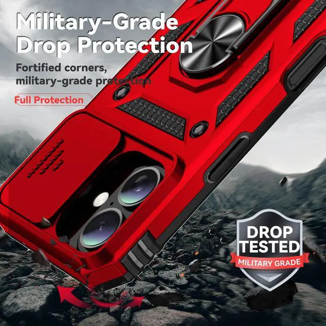 Alt view image 5 of 7 - TYJKeJi Case with Stander Fashion Cover KickStand Case For iPhone 16 Plus (6.7inch) (Red)