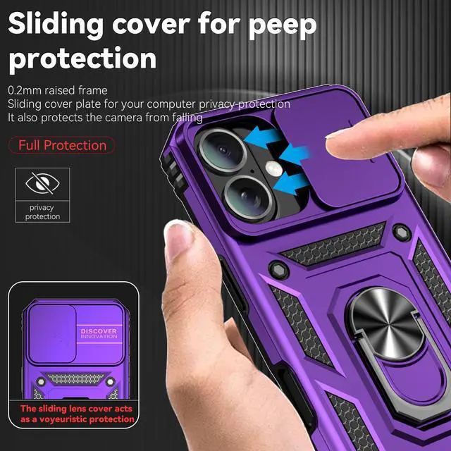 Alt view image 4 of 7 - TYJKeJi Case with Stander Fashion Cover KickStand Case For iPhone 16 (6.1inch) (Purple)