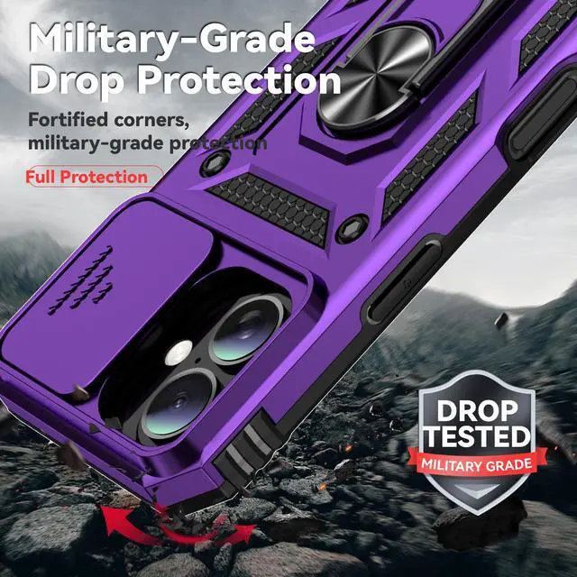 Alt view image 3 of 7 - TYJKeJi Case with Stander Fashion Cover KickStand Case For iPhone 16 (6.1inch) (Purple)