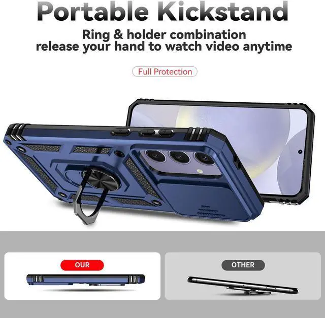 Alt view image 3 of 7 - TYJKeJi Case with Stander Fashion Cover KickStand Case For Samsung Galaxy S24 FE (Blue)