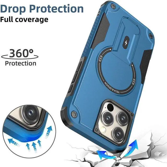 Alt view image 4 of 7 - TYJKeJi Case with Stander Fashion Cover (Compatible with Magsafe) KickStand Case For iPhone 16 Pro Max (6.9inch) (Blue)