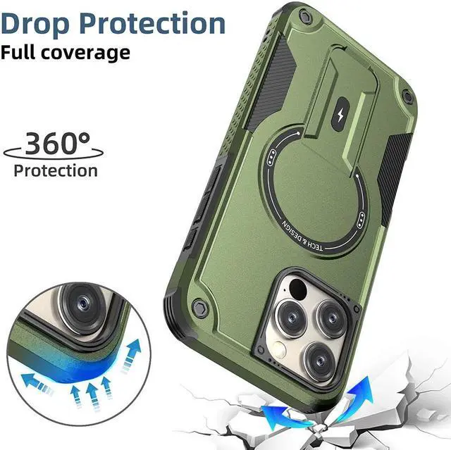 Alt view image 4 of 7 - TYJKeJi Case with Stander Fashion Cover (Compatible with Magsafe) KickStand Case For iPhone 16 Pro Max (6.9inch) (Green)