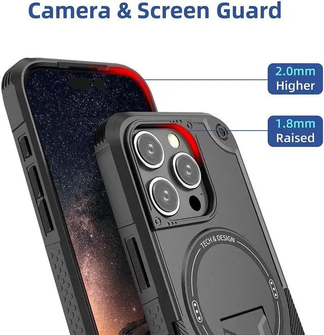 Alt view image 6 of 7 - TYJKeJi Case with Stander Fashion Cover (Compatible with Magsafe) KickStand Case For iPhone 16 Pro (6.3inch) (Black)